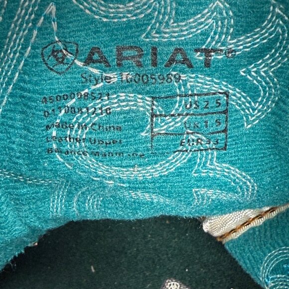 Ariat Crossfire Unisex Youth Size 2.5 Teal Blue Brown Cowboy Boots 10005989 - Picture 7 of 10